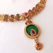 Red Pearl Golden Collar Necklace Set